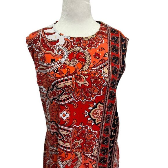 Joseph Ribkoff Sleeveless Red/Orange Shift Dress Size 8 - Picture 6 of 11